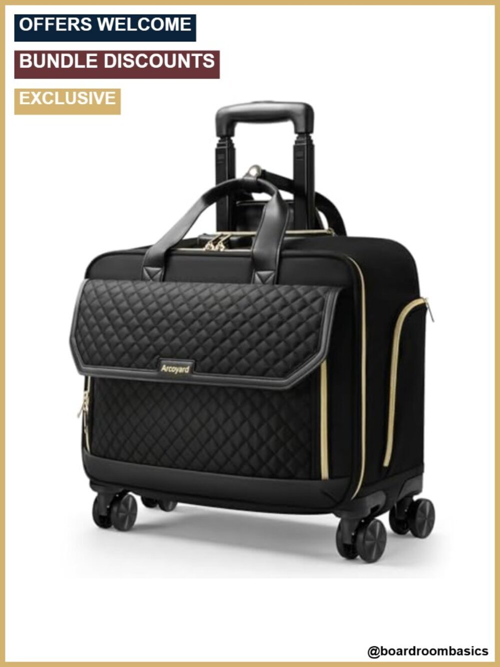 Rolling Laptop Bag with Wheels for Women, 17 Inch Computer Briefcase,